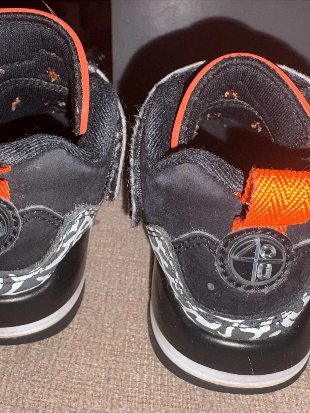 Nike Kids Black and Orange Hook-and-Loop Sneakers